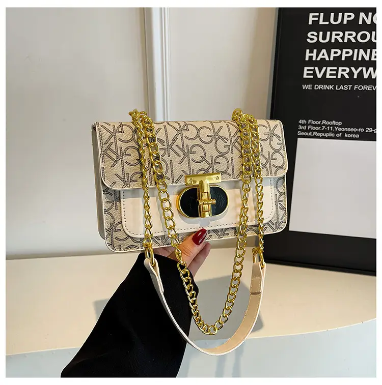 Women Vintage Chain Shoulder Bag Brown Gold 2025 - Image 2