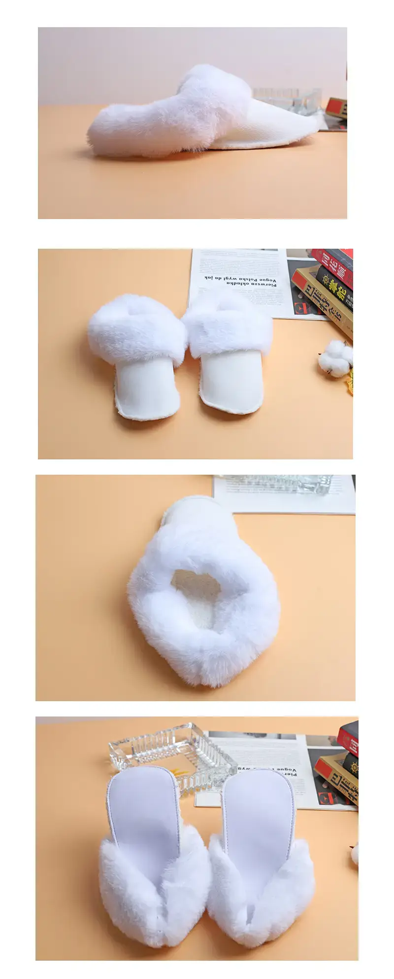 Hole Shoes Liner Rabbit Hair Plush Cotton Cover Winter Warm Thickened Women's High Heel Hole Shoes Cotton Lining — feature 4