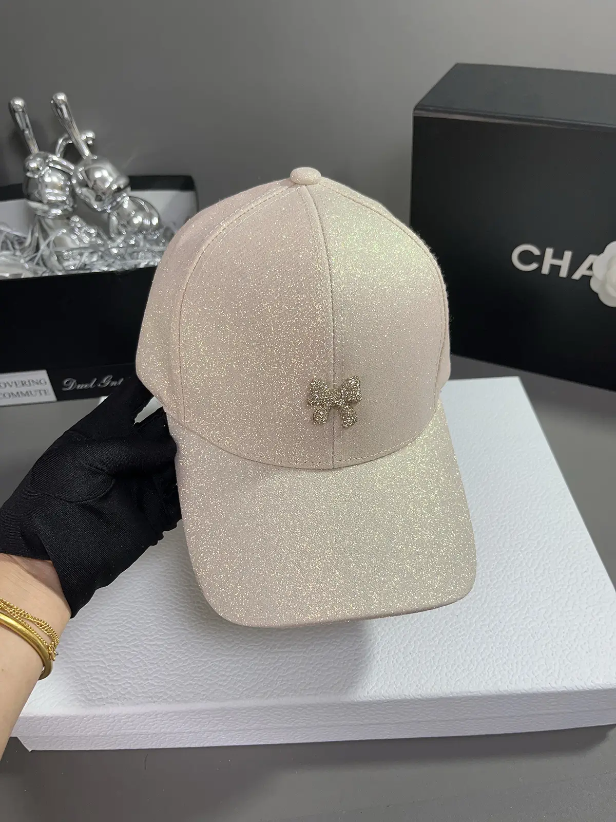 Korean Style Sequin Bow Baseball Cap — feature 6