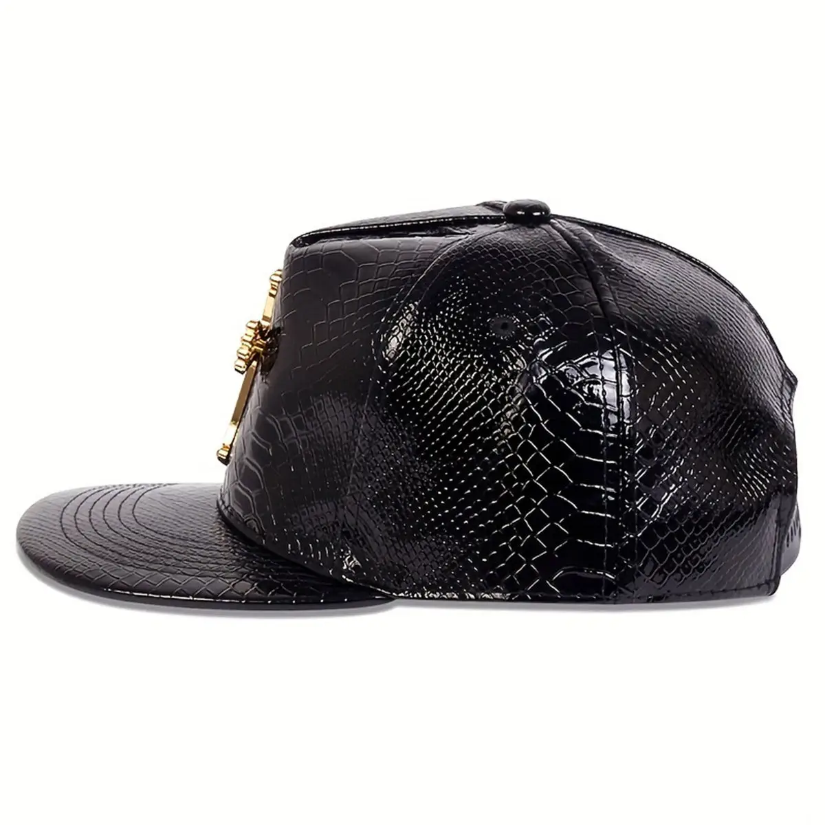 Black Croc Cross Cap with Diamond Embroidery — feature 6