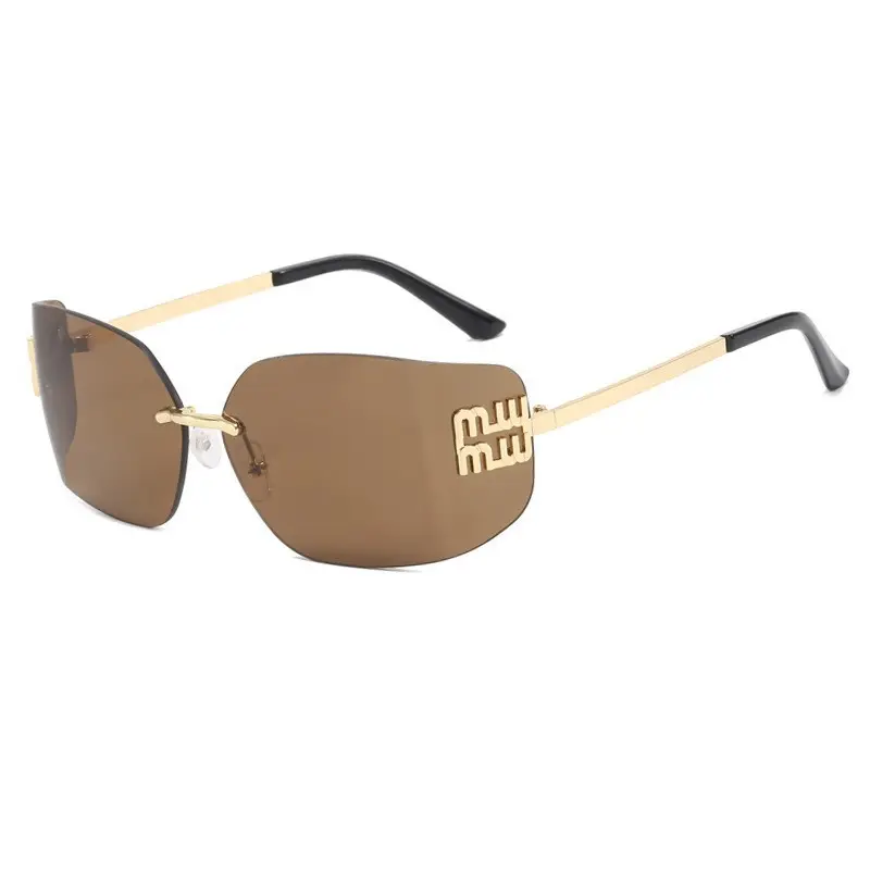 Miu Metal Sunglasses Gold Brown Personalized