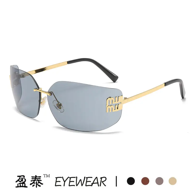 Miu Metal Sunglasses Gold Brown Personalized