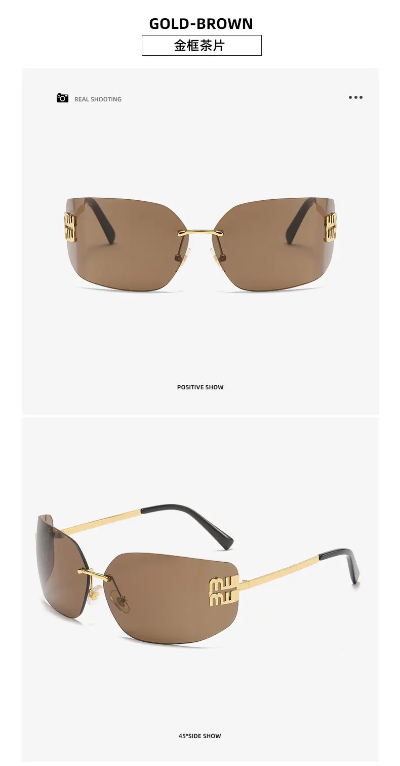 Miu Metal Sunglasses Gold Brown Personalized — feature 5