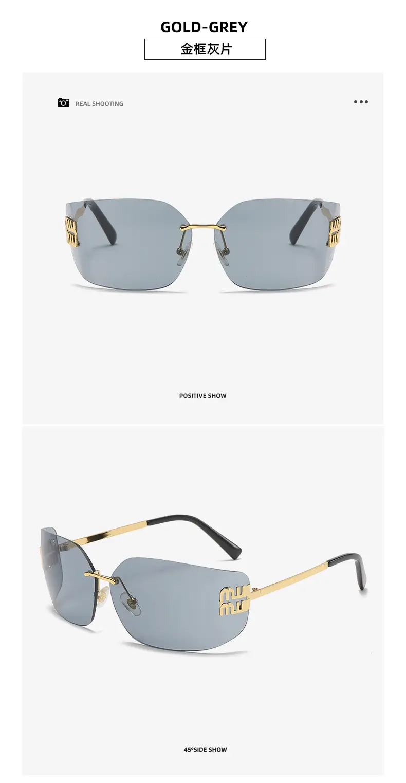 Miu Metal Sunglasses Gold Brown Personalized — feature 9