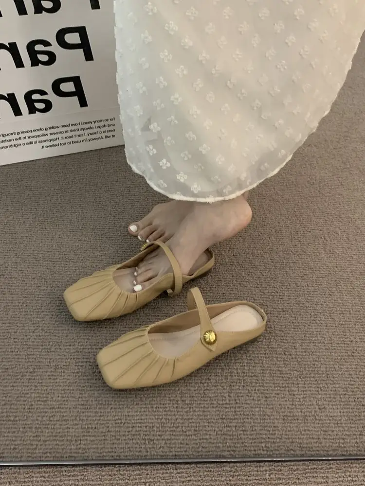 Flat Baotou Half Slippers Women's Outerwear Mary Jane Shoes 2025 New Spring and Summer Easiest for Match Lazy Mule Sandals — feature 10
