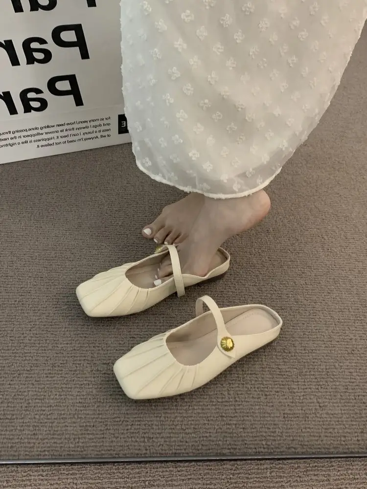 Flat Baotou Half Slippers Women's Outerwear Mary Jane Shoes 2025 New Spring and Summer Easiest for Match Lazy Mule Sandals — feature 12