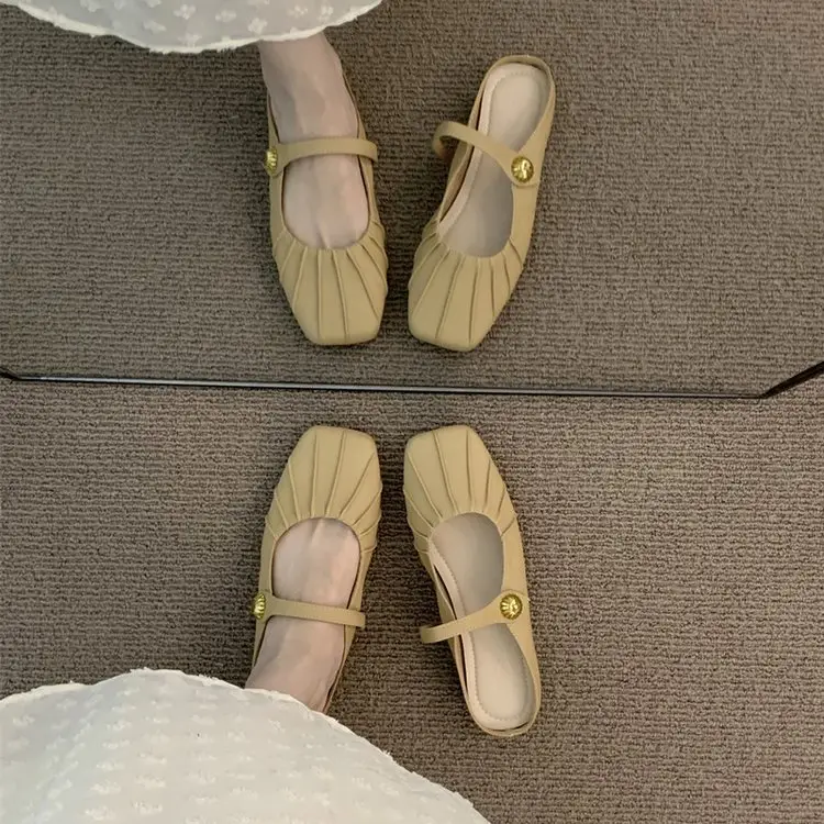 Flat Baotou Half Slippers Women's Outerwear Mary Jane Shoes 2025 New Spring and Summer Easiest for Match Lazy Mule Sandals — feature 2