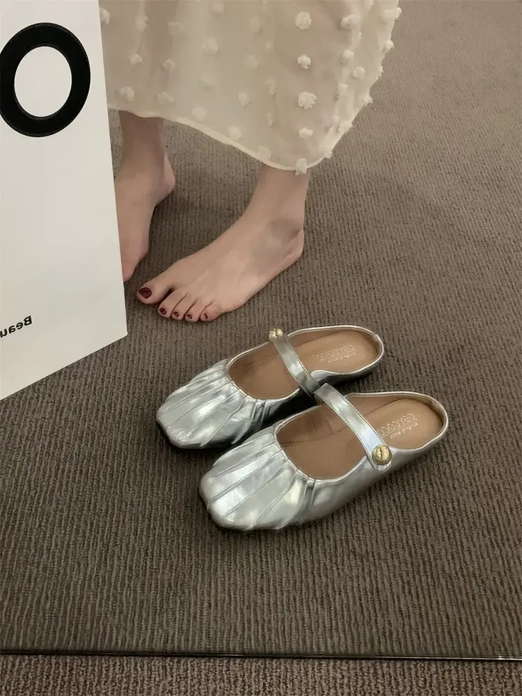 Flat Baotou Half Slippers Women's Outerwear Mary Jane Shoes 2025 New Spring and Summer Easiest for Match Lazy Mule Sandals — feature 3