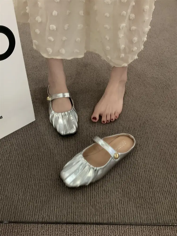 Flat Baotou Half Slippers Women's Outerwear Mary Jane Shoes 2025 New Spring and Summer Easiest for Match Lazy Mule Sandals — feature 4