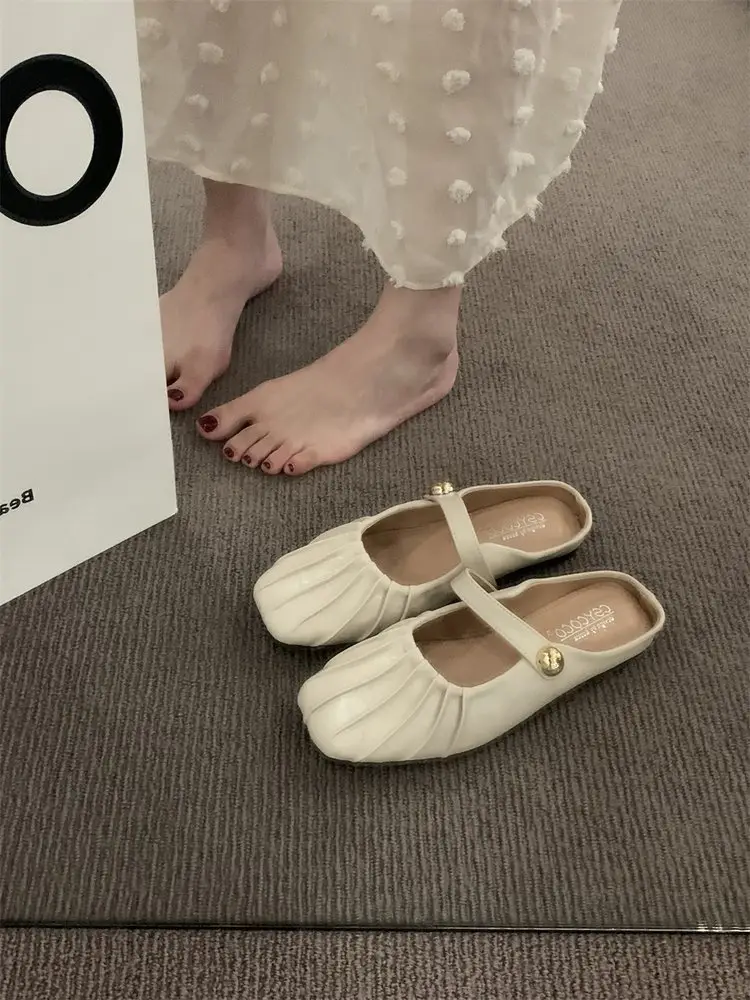 Flat Baotou Half Slippers Women's Outerwear Mary Jane Shoes 2025 New Spring and Summer Easiest for Match Lazy Mule Sandals — feature 5
