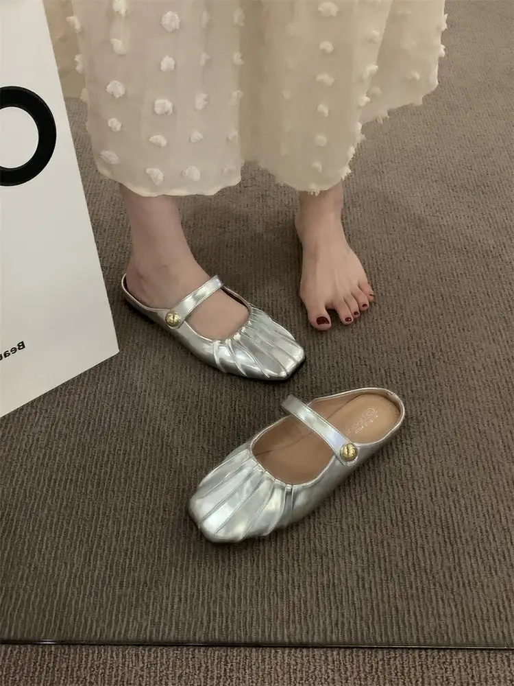 Flat Baotou Half Slippers Women's Outerwear Mary Jane Shoes 2025 New Spring and Summer Easiest for Match Lazy Mule Sandals — feature 6
