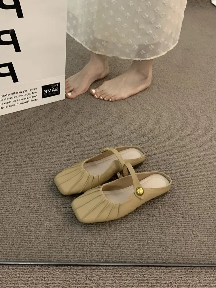 Flat Baotou Half Slippers Women's Outerwear Mary Jane Shoes 2025 New Spring and Summer Easiest for Match Lazy Mule Sandals — feature 9