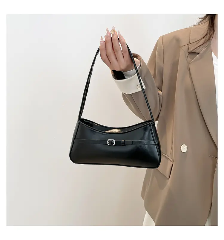 Trendy Brown French Style Shoulder Bag with Belt Buckle — feature 20