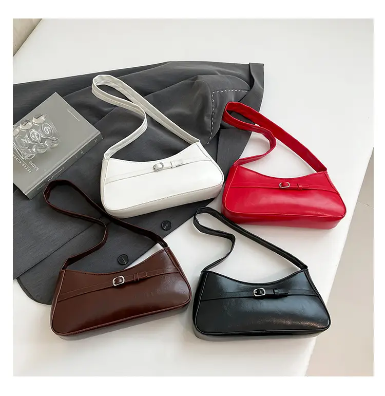 Trendy Brown French Style Shoulder Bag with Belt Buckle — feature 9