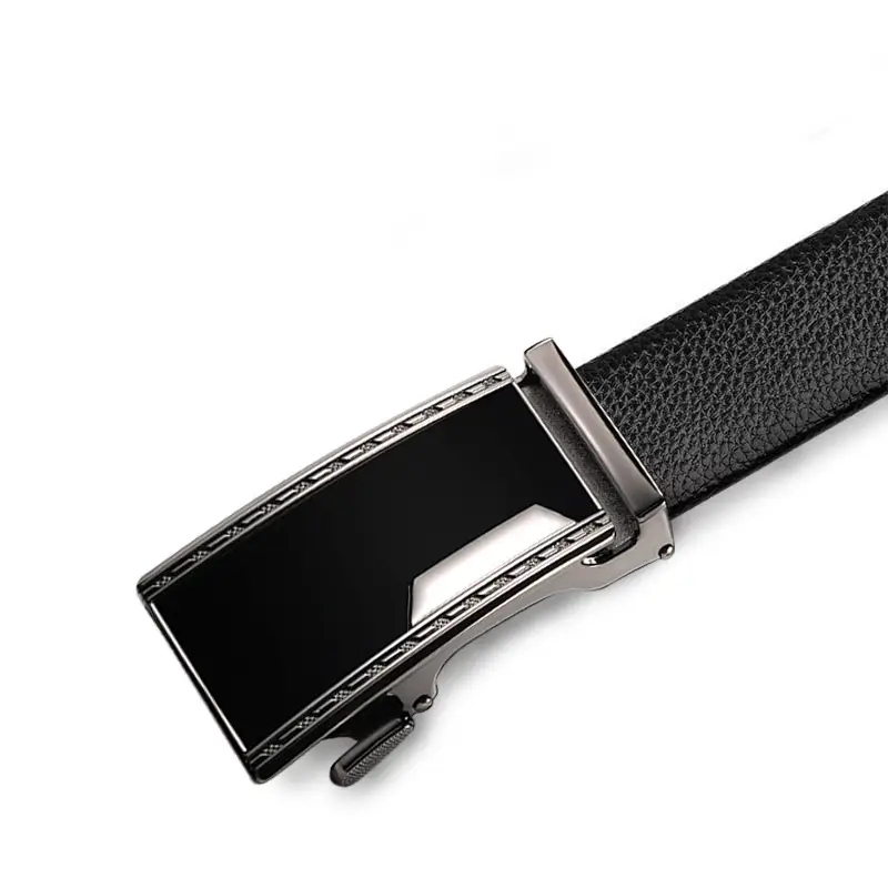 Men's Automatic Buckle Belt Genuine Leather Black - Image 5