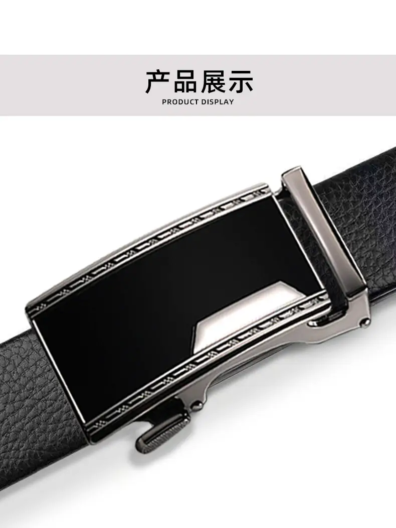 Men's Automatic Buckle Belt Genuine Leather Black — feature 10