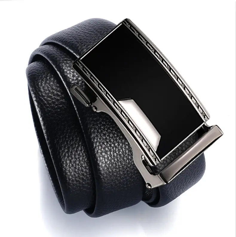 Men's Automatic Buckle Belt Genuine Leather Black — feature 11