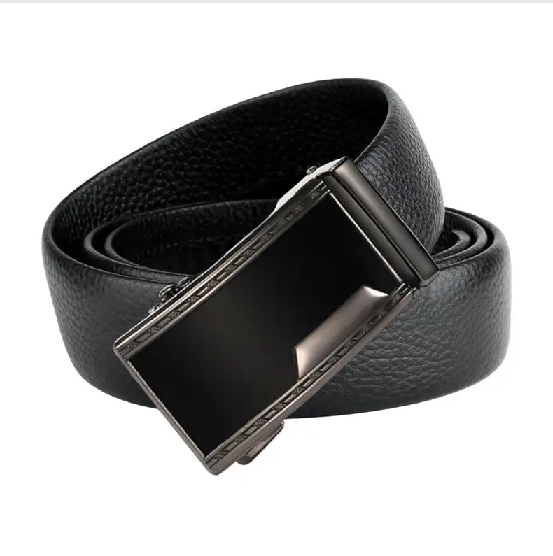 Men's Automatic Buckle Belt Genuine Leather Black — feature 12