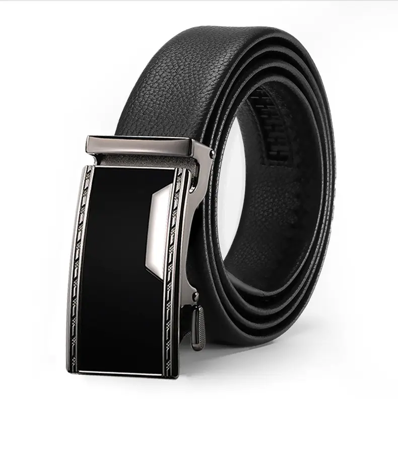 Men's Automatic Buckle Belt Genuine Leather Black — feature 13