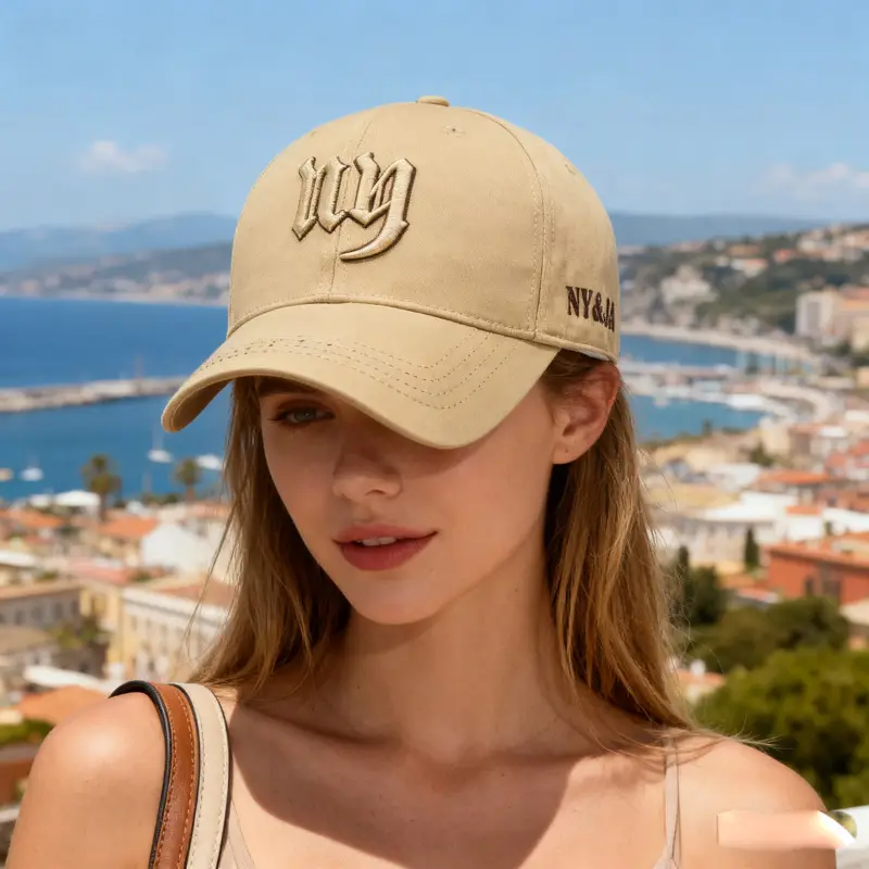 NYA34 Men's Embroidered Baseball Cap Tan - Image 9