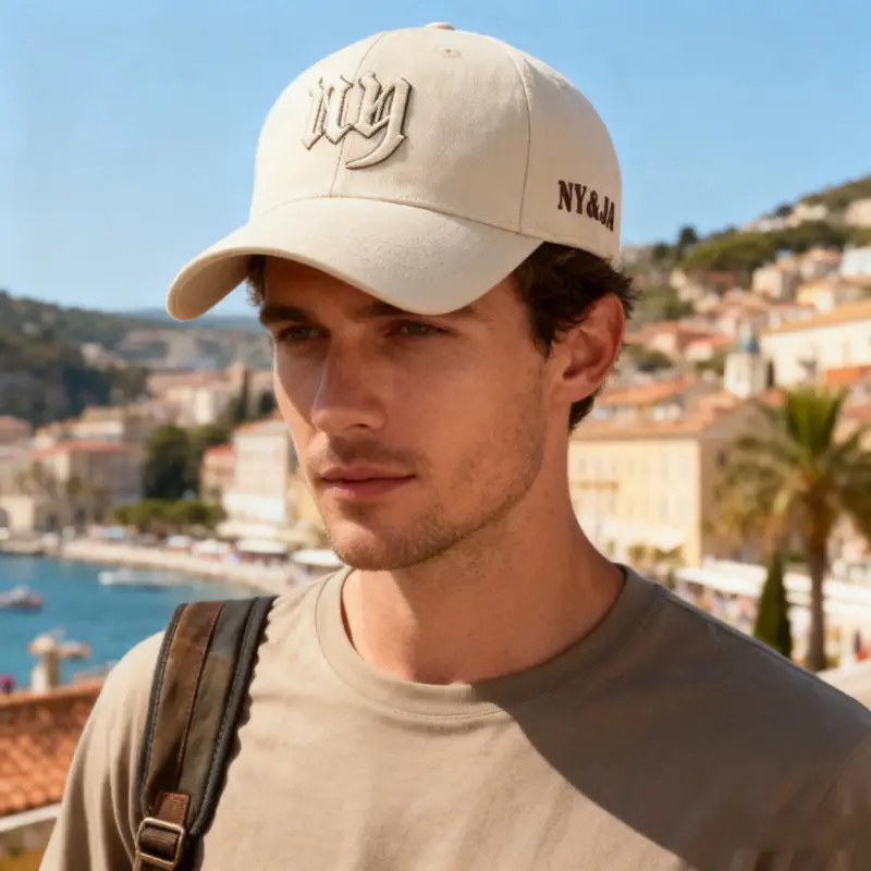 NYA34 Men's Embroidered Baseball Cap Tan - Image 10