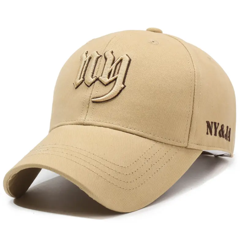 NYA34 Men's Embroidered Baseball Cap Tan - Image 5