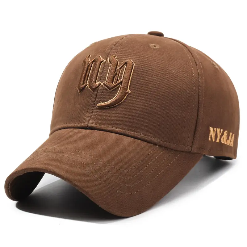 NYA34 Men's Embroidered Baseball Cap Tan - Image 7
