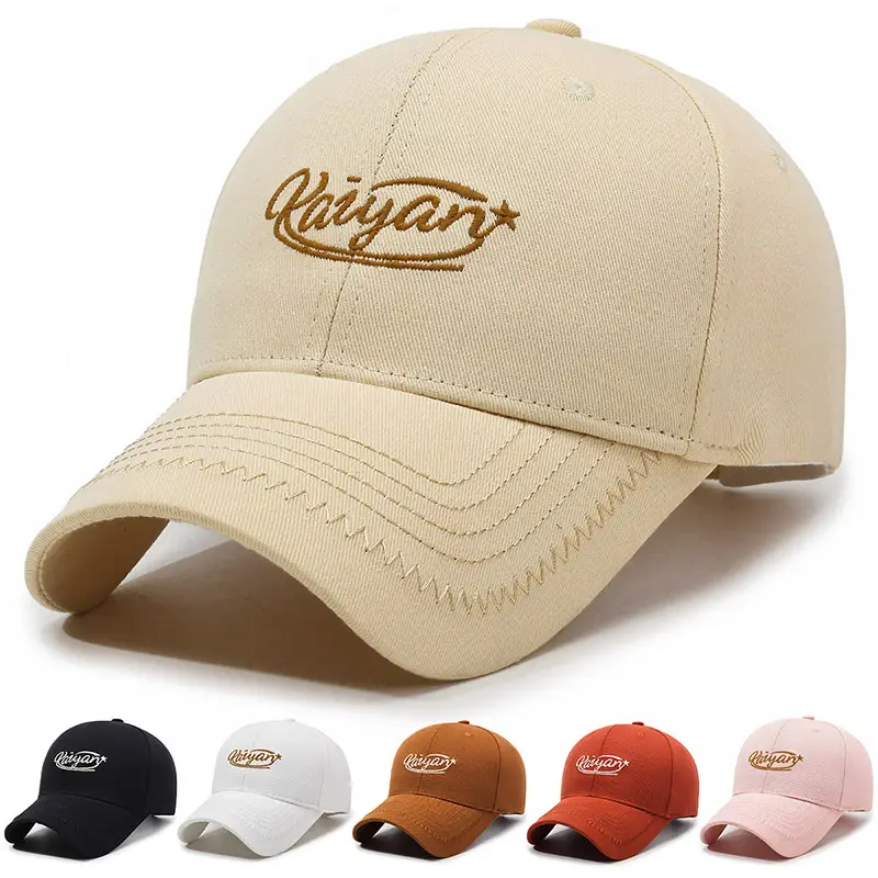 Beige Embroidered Women's Baseball Cap - Image 8