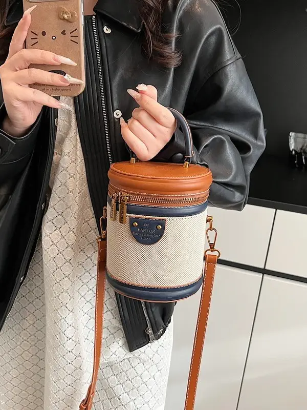 Orange Embroidered Crossbody Bucket Bag for Cooking - Image 3