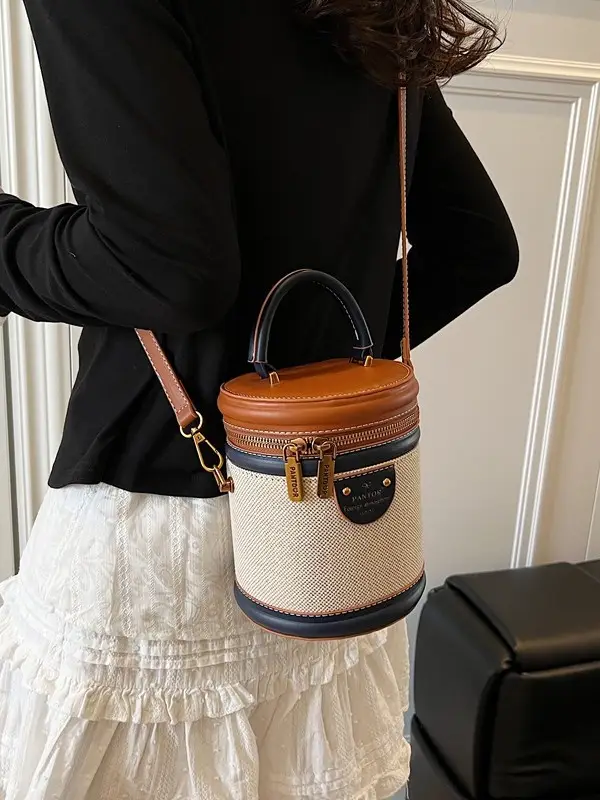 Orange Embroidered Crossbody Bucket Bag for Cooking - Image 5