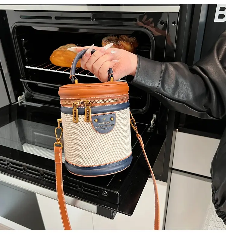 Orange Embroidered Crossbody Bucket Bag for Cooking — feature 13