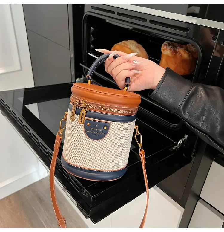 Orange Embroidered Crossbody Bucket Bag for Cooking — feature 14