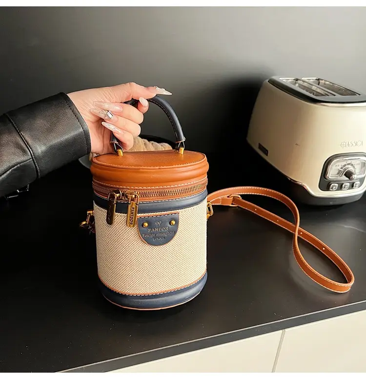 Orange Embroidered Crossbody Bucket Bag for Cooking — feature 16