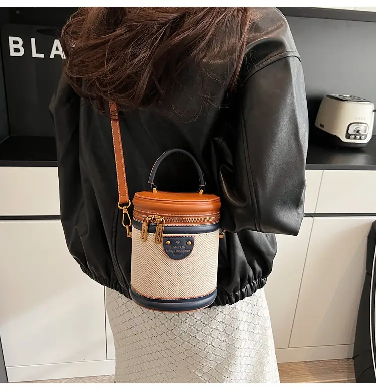 Orange Embroidered Crossbody Bucket Bag for Cooking — feature 18