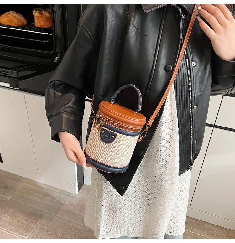 Orange Embroidered Crossbody Bucket Bag for Cooking — feature 19