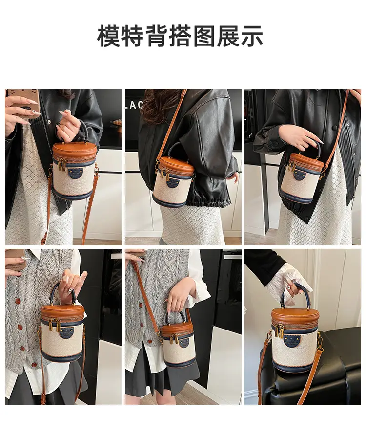 Orange Embroidered Crossbody Bucket Bag for Cooking — feature 2