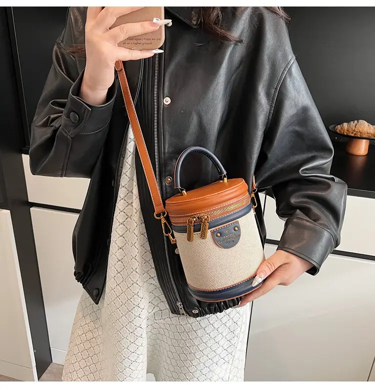 Orange Embroidered Crossbody Bucket Bag for Cooking — feature 21
