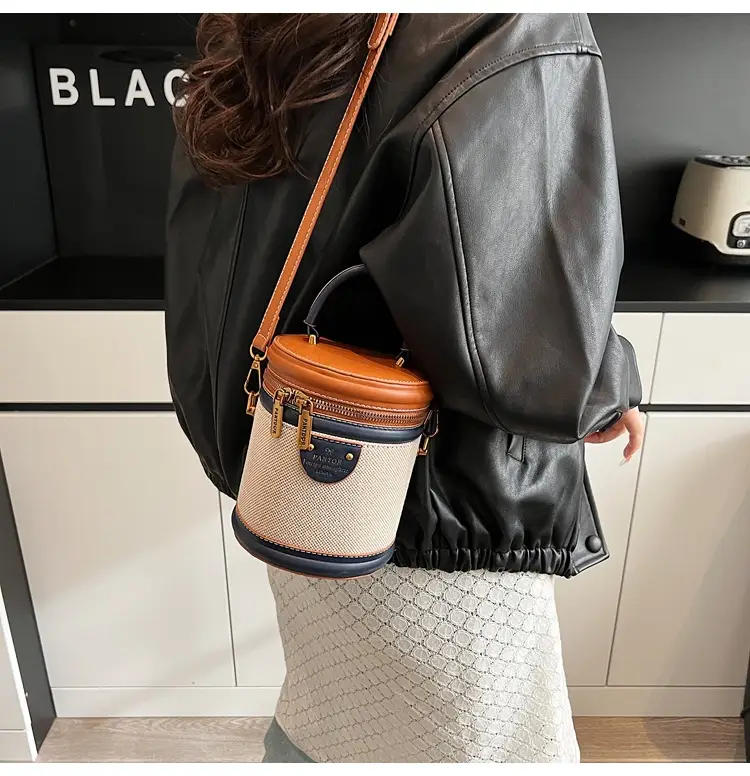 Orange Embroidered Crossbody Bucket Bag for Cooking — feature 22