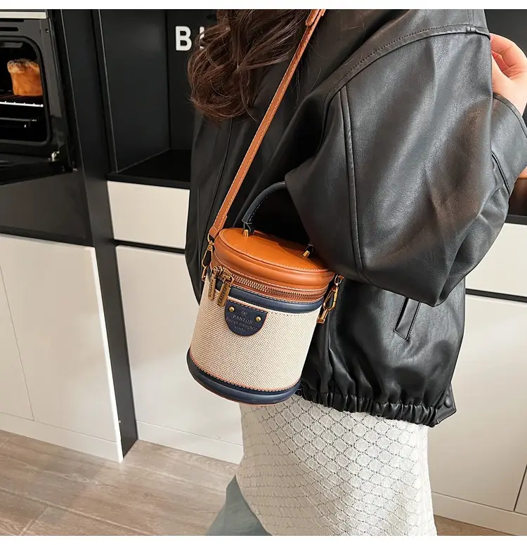 Orange Embroidered Crossbody Bucket Bag for Cooking — feature 23