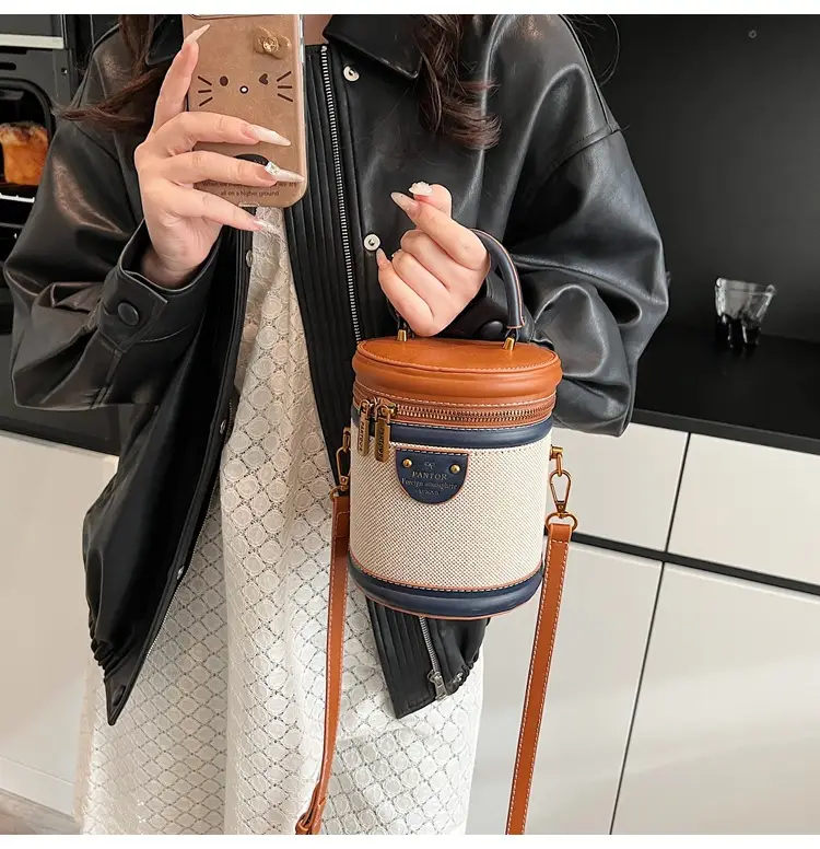 Orange Embroidered Crossbody Bucket Bag for Cooking — feature 24