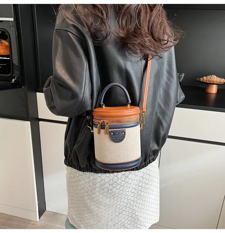 Orange Embroidered Crossbody Bucket Bag for Cooking — feature 26