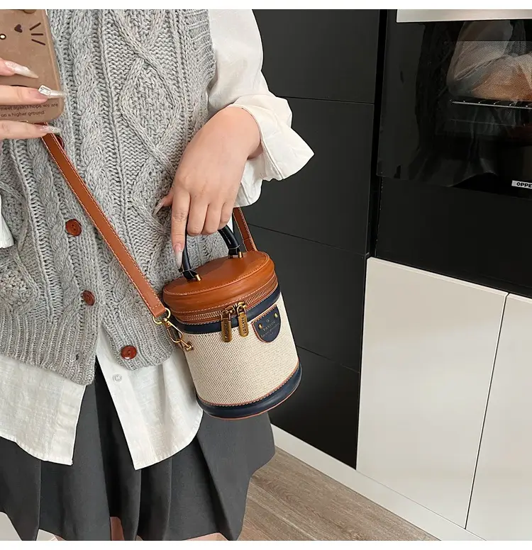 Orange Embroidered Crossbody Bucket Bag for Cooking — feature 27
