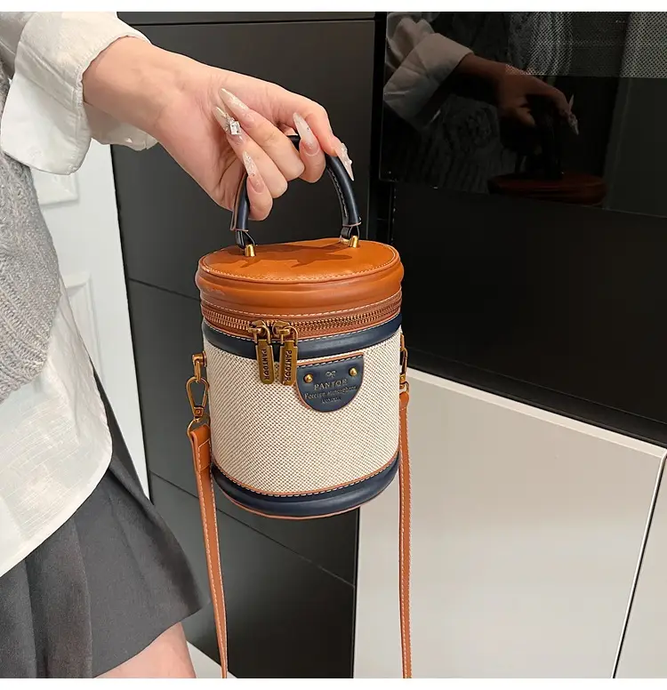 Orange Embroidered Crossbody Bucket Bag for Cooking — feature 29