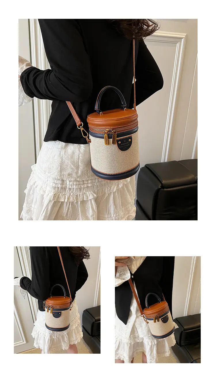 Orange Embroidered Crossbody Bucket Bag for Cooking — feature 3