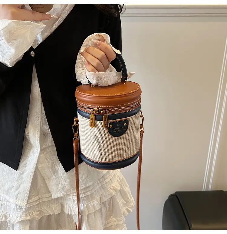 Orange Embroidered Crossbody Bucket Bag for Cooking — feature 31