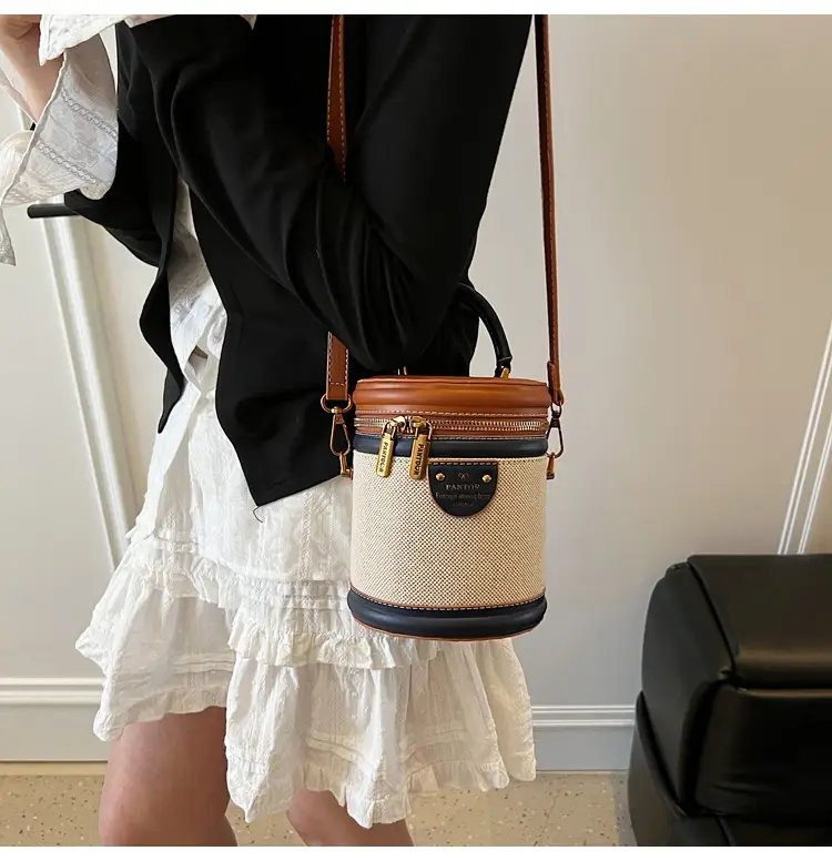 Orange Embroidered Crossbody Bucket Bag for Cooking — feature 32