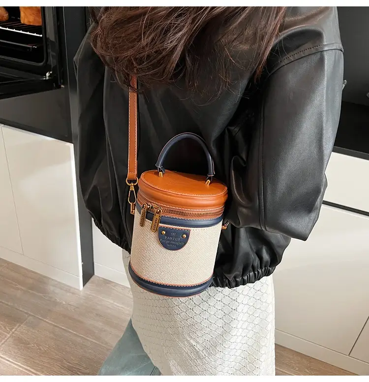Orange Embroidered Crossbody Bucket Bag for Cooking — feature 35