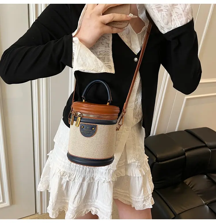 Orange Embroidered Crossbody Bucket Bag for Cooking — feature 36