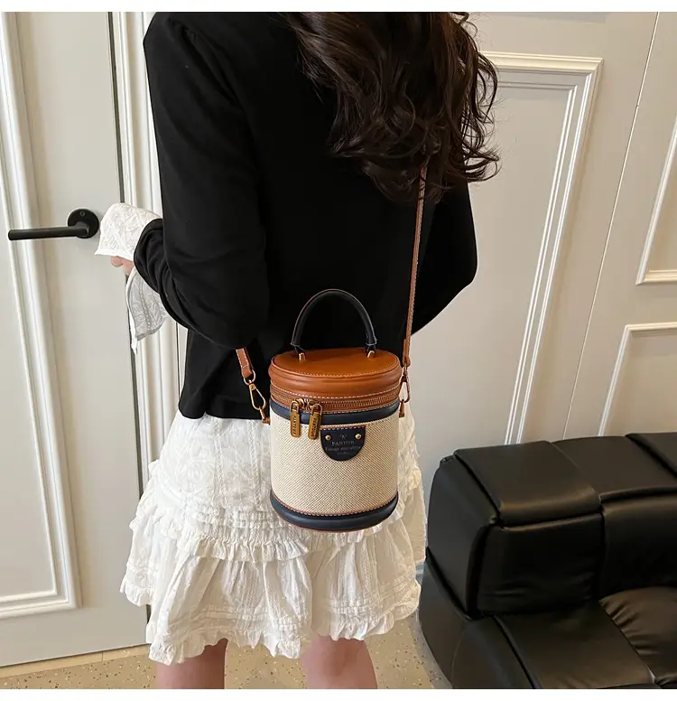 Orange Embroidered Crossbody Bucket Bag for Cooking — feature 37