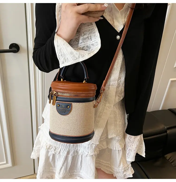 Orange Embroidered Crossbody Bucket Bag for Cooking — feature 38